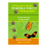 Sharpen your recall with this two or more player game. Using 36 of designer Christopher Marley’s incredible insects, this memory game includes images of beautiful beetles, butterflies, moths, damselflies, weevils, and more.