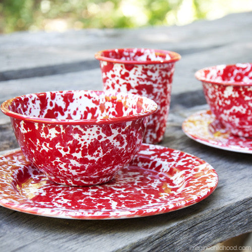 Vintage Enamelware Speckled Enamel Dinnerware Kids Enamelware Camping Set For – Imagine Childhood