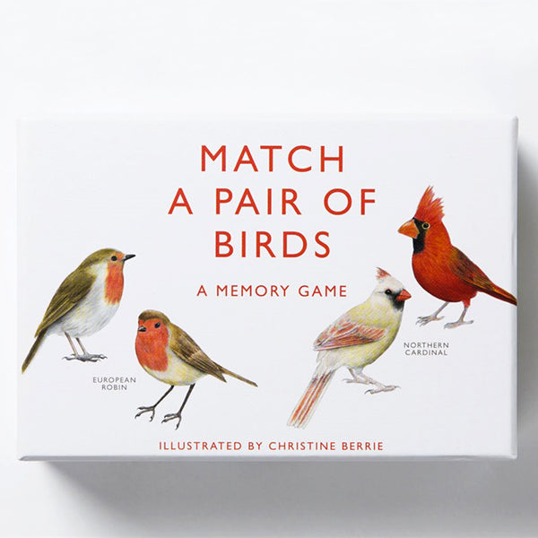 Match the male and female pairs of 25 species of birds from around the world in this beautifully illustrated memory game.