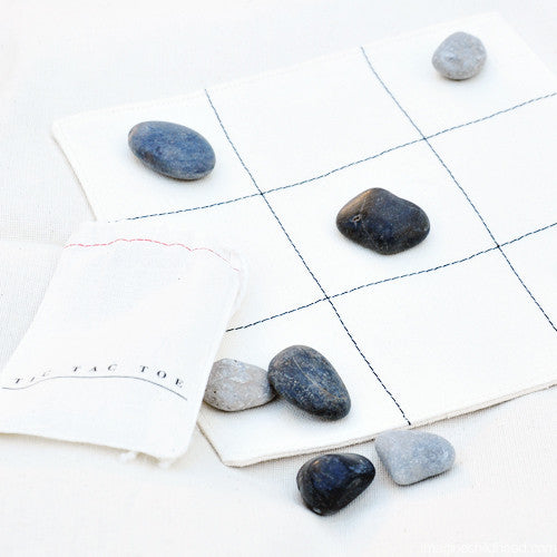 Tic Tac Toe Board Game with Rocks