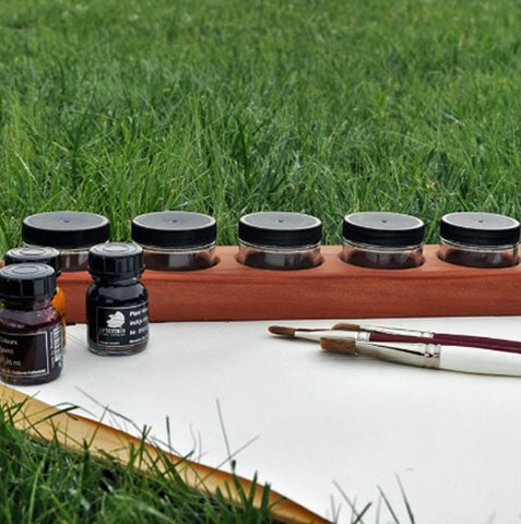 Cherry Wood 6 Jar Paint Holder