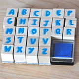 This stamp kit contains bubble letter stamps and an electric blue neon stamp pad. Real Tool made from natural materials, for Real Play, made to last.