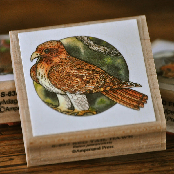 The Hawk Stamp is from natural red rubber, and mounted on sustainably harvested solid wood blocks, these Forest Animal Stamps are great for any creative activity!