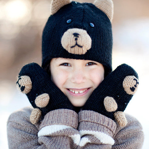 Fair Trade Wool Black Bear Hats & Mittens