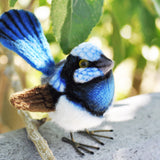 True to Life Fairy Wren the female is brown and the male is blue. This plush little bird is made by Hansa.