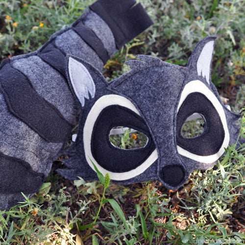 Handmade Raccoon Eco-Felt Mask & Tail