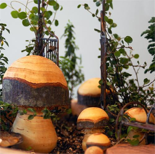 Hand Carved Wooden Toadstools