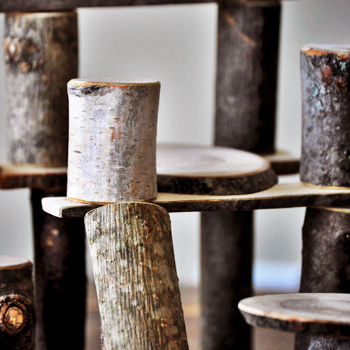 Bring nature inside with these rustic natural wooden tree branch blocks! They provide for open ended play. Hand crafted to last many generations.