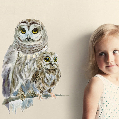 This Woodland Owls Wall Decal, is beautifully illustrated in fluid and translucent watercolors.