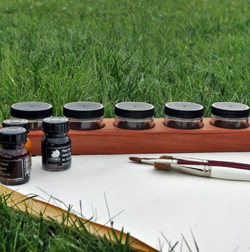 Cherry Wood 6 Jar Paint Holder